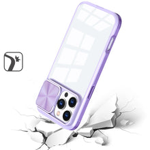 For iPhone 16 PRO MAX Case Rear Lens Sliding Cover Clear Hybrid + Tempered Glass