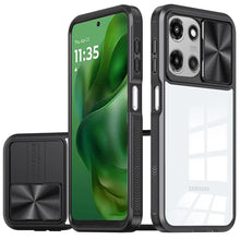 For Moto G Power 2025 Case Rear Lens Sliding Cover Rugged Cover + Tempered Glass