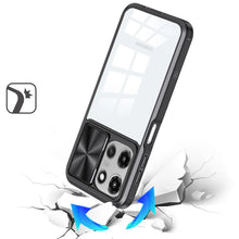 For Moto G Power 2025 Case Rear Lens Sliding Cover Rugged Cover + Tempered Glass