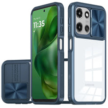 For Moto G Power 2025 Case Rear Lens Sliding Cover Rugged Cover + Tempered Glass