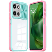 For Moto G Power 2025 Case Rear Lens Sliding Cover Rugged Cover + Tempered Glass