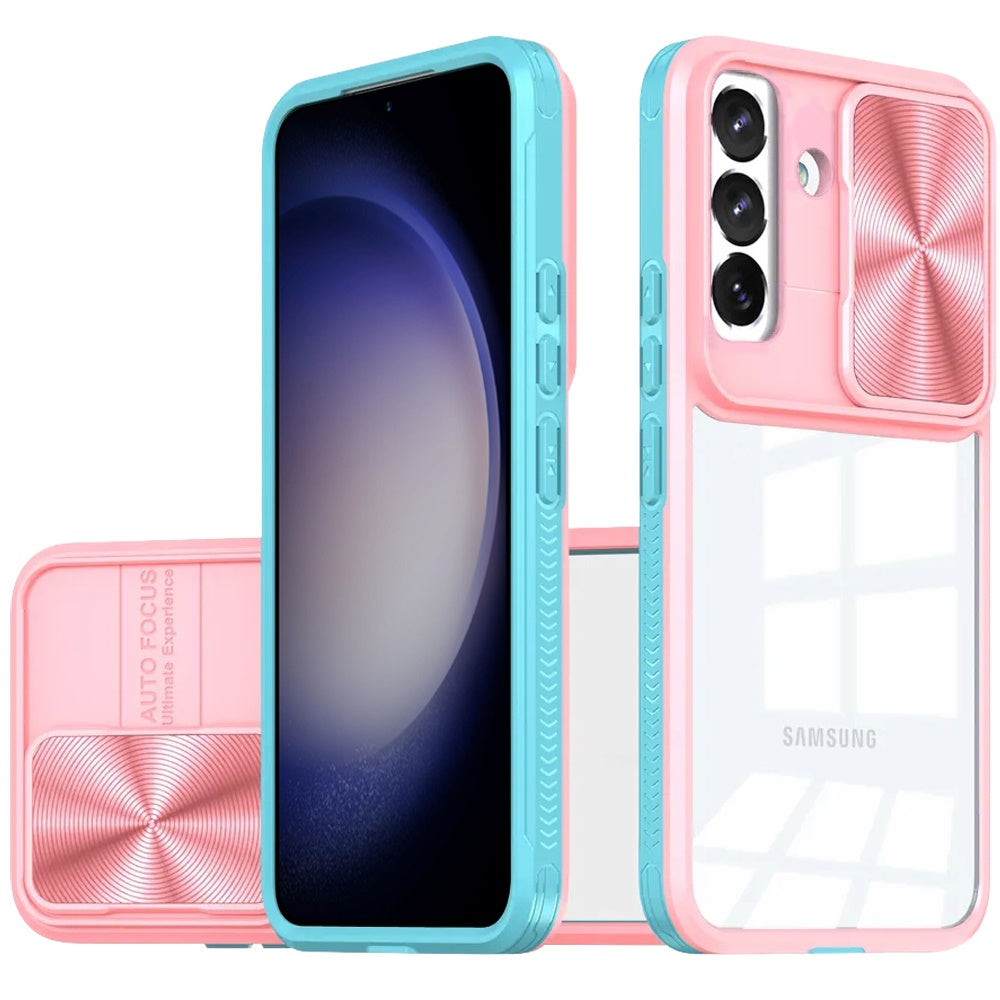For Samsung Galaxy S24 FE Case Rear Lens Sliding Cover Rugged Hybrid Clear Back