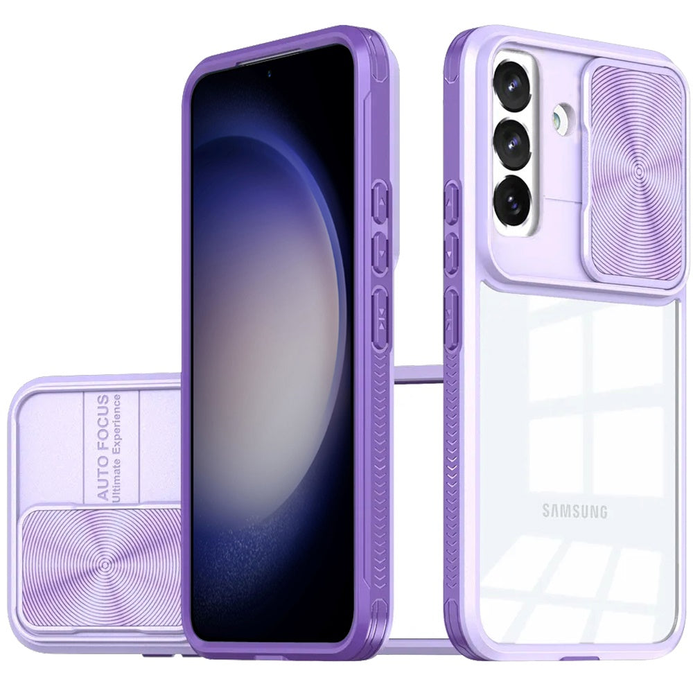 For Samsung Galaxy S24 FE Case Rear Lens Sliding Cover Rugged Hybrid Clear Back