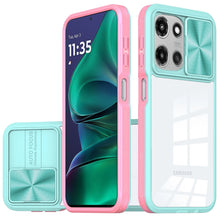 For Moto G Stylus 2025 Case Rear Lens Sliding Cover Rugged Cover +Tempered Glass