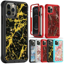 For iPhone 13 PRO Case Full Protection Epoxy Marble Glitter Flakes Hybrid