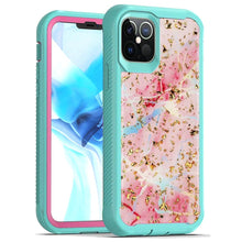 For iPhone 13 PRO Case Full Protection Epoxy Marble Glitter Flakes Hybrid