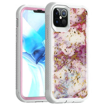 For iPhone 13 PRO Case Full Protection Epoxy Marble Glitter Flakes Hybrid