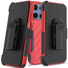 For Moto G 2025 Case Heavy-Duty Holster Combo Line Design Cover + Tempered Glass