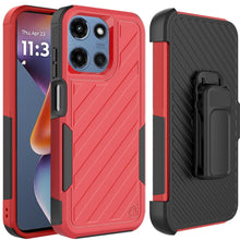 For Moto G 2025 Case Heavy-Duty Holster Combo Line Design Cover + Tempered Glass