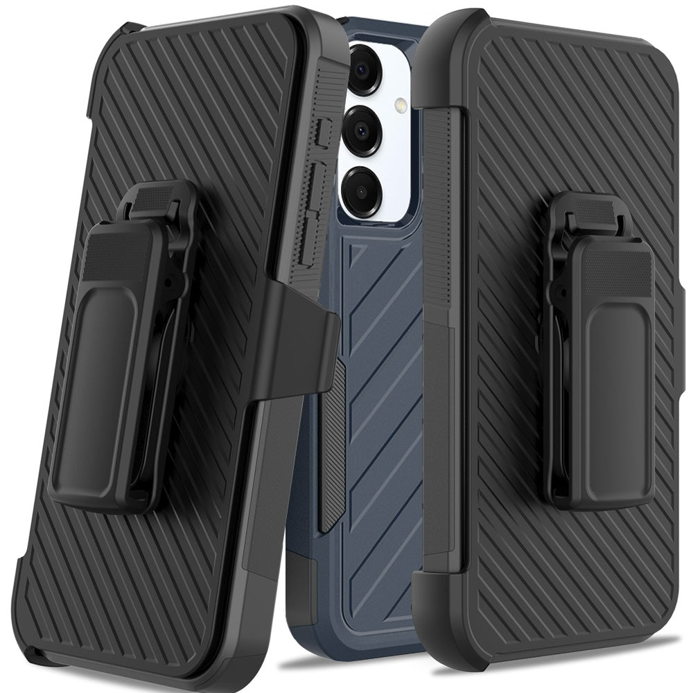 For Samsung A26 5G Case Heavy-Duty Holster Combo Lined Cover + Tempered Glass