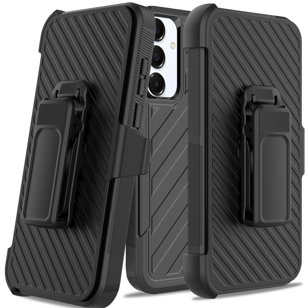 For Samsung A36 Case Heavy-Duty Holster Combo Lined Cover + Tempered Glass