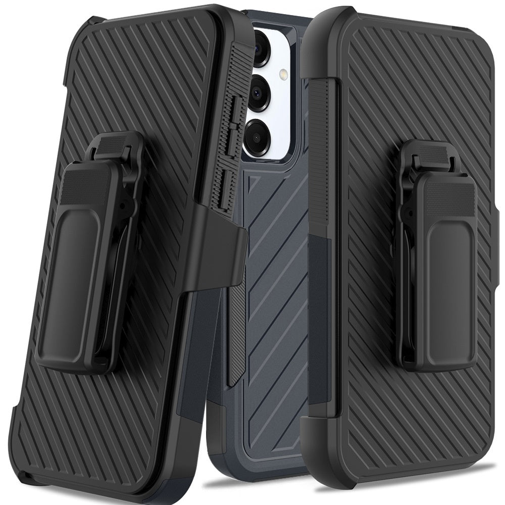 For Samsung A36 Case Heavy-Duty Holster Combo Lined Cover + Tempered Glass