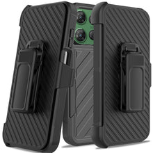 For Moto G Power 2025 Case Heavy-Duty Holster Lined Cover + Tempered Glass