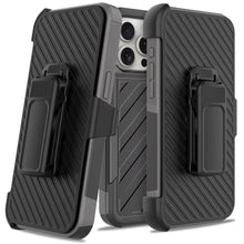 For iPhone 12/12 Pro Case Heavy-Duty Holster Lined Cover Combo + Tempered Glass