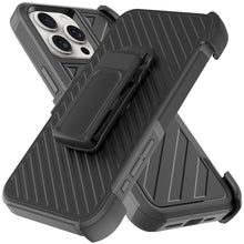 For iPhone 12/12 Pro Case Heavy-Duty Holster Lined Cover Combo + Tempered Glass