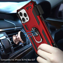 For iPhone 16 PRO MAX Case Magnetic Ringstand Holster Clip Combo +Tempered Glass