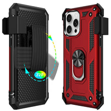 For iPhone 16 PRO MAX Case Magnetic Ringstand Holster Clip Combo +Tempered Glass