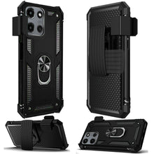 For Moto G Stylus 2025 Case Magnetic Ringstand w/ Holster Clip + Tempered Glass