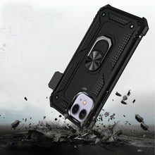 For iPhone 11 6.1 in. Case Magnetic Ring Stand Holster Clip + Tempered Glass