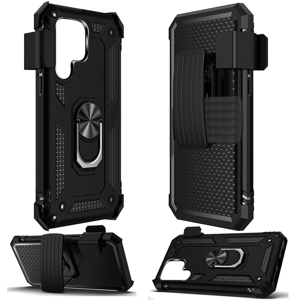 For Samsung Galaxy S24+ Plus Case Magnetic Ring Stand Cover with Holster Clip