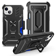 For iPhone 11 6.1 in. Case 3in1 Holster Card Holder Ring Stand + Tempered Glass