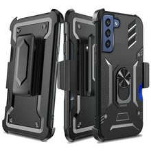 For Samsung Galaxy S22 Plus 3in1 Combo Holster Card Holder Ring Stand Case Cover