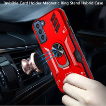 For Samsung Galaxy S22 Plus Invisible Card Holder Sturdy Ring Stand Hybrid Case