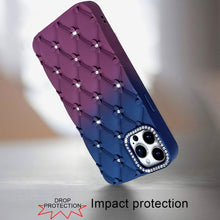 For iPhone 11 Pro Max Case Bling Diamond Pattern Padded Cover + Tempered Glass