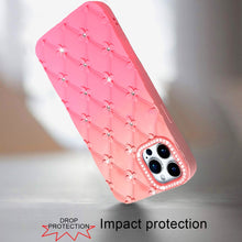 For iPhone 11 Pro Max Case Bling Diamond Pattern Padded Cover + Tempered Glass