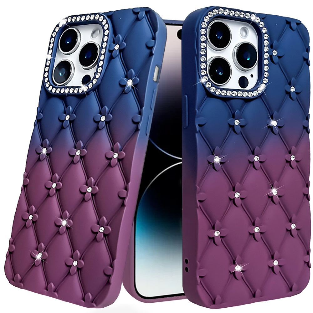 For iPhone 14 PRO MAX 6.7 in. Case Bling Diamond Pattern Thick Silicone Cover