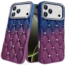 For iPhone 17 Pro Max Case Bling Diamond Pattern Padded Cover + Tempered Glass