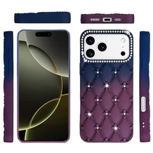 For iPhone 17 Pro Max Case Bling Diamond Pattern Padded Cover + Tempered Glass