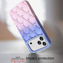 For iPhone 17 Pro Max Case Bling Diamond Pattern Padded Cover + Tempered Glass