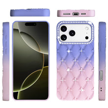 For iPhone 17 Pro Max Case Bling Diamond Pattern Padded Cover + Tempered Glass