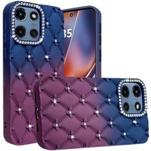For Moto G 2025 Case Bling Diamond Pattern Padded Phone Cover + Tempered Glass