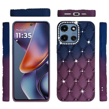 For Moto G 2025 Case Bling Diamond Pattern Padded Phone Cover + Tempered Glass