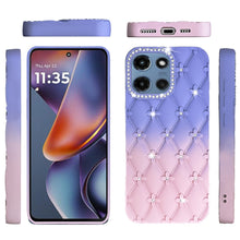 For Moto G 2025 Case Bling Diamond Pattern Padded Phone Cover + Tempered Glass