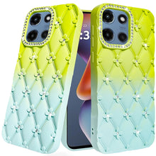 For Moto G 2025 Case Bling Diamond Pattern Padded Phone Cover + Tempered Glass