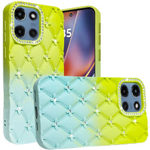 For Moto G 2025 Case Bling Diamond Pattern Padded Phone Cover + Tempered Glass
