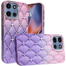 For Moto G 2025 Case Bling Diamond Pattern Padded Phone Cover + Tempered Glass