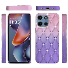 For Moto G 2025 Case Bling Diamond Pattern Padded Phone Cover + Tempered Glass
