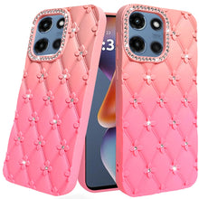 For Moto G 2025 Case Bling Diamond Pattern Padded Phone Cover + Tempered Glass