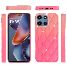 For Moto G 2025 Case Bling Diamond Pattern Padded Phone Cover + Tempered Glass