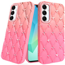 For Samsung A16 5G Case Bling Diamond Pattern Padded Cover + Tempered Glass