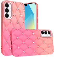 For Samsung A16 5G Case Bling Diamond Pattern Padded Cover + Tempered Glass