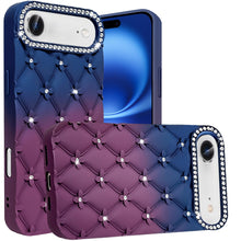 For iPhone Air Case Bling Diamond Pattern Rubber Phone Cover + Tempered Glass