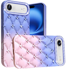 For iPhone Air Case Bling Diamond Pattern Rubber Phone Cover + Tempered Glass