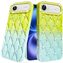 For iPhone Air Case Bling Diamond Pattern Rubber Phone Cover + Tempered Glass