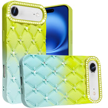 For iPhone Air Case Bling Diamond Pattern Rubber Phone Cover + Tempered Glass