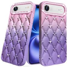 For iPhone Air Case Bling Diamond Pattern Rubber Phone Cover + Tempered Glass